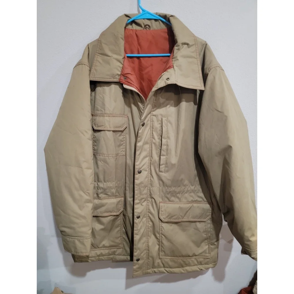 Fieldmaster Mens Khaki Jacket Zip and Button Heavy Size 2XL?? Vintage